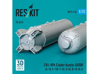 Cbu-89a Cluster Bombs Gator (4pcs) (A-10, F-15e, F-16, B-52, B-1b, B-2) (3d Printed) - zdjęcie 3