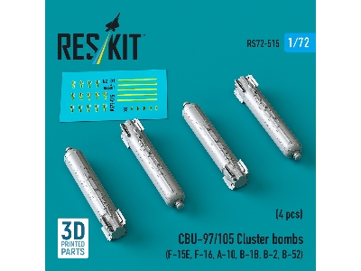 Cbu-97/105 Cluster Bombs (4pcs) (F-15e, F-16, A-10, B-1b, B-2, B-52) (3d Printed) - zdjęcie 1