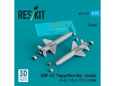 Agm-142 'popeye/Have Nap' Missiles (2pcs) (F-4e, F-15i, F-111c, B-52g/H) (3d Printed) - zdjęcie 1