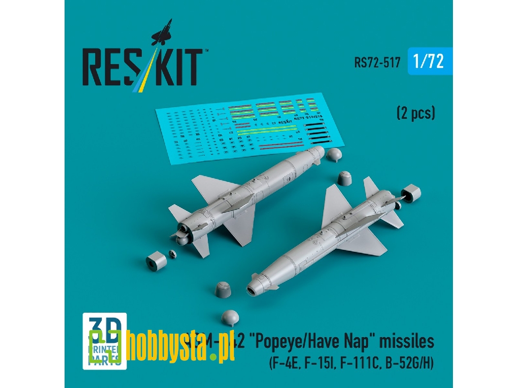 Agm-142 'popeye/Have Nap' Missiles (2pcs) (F-4e, F-15i, F-111c, B-52g/H) (3d Printed) - zdjęcie 1 Agm-142 'popeye/Have Nap' Missiles (2pcs) (F-4e, F-15i, F-111c, B-52g/H) (3d Printed) - zdjęcie 1