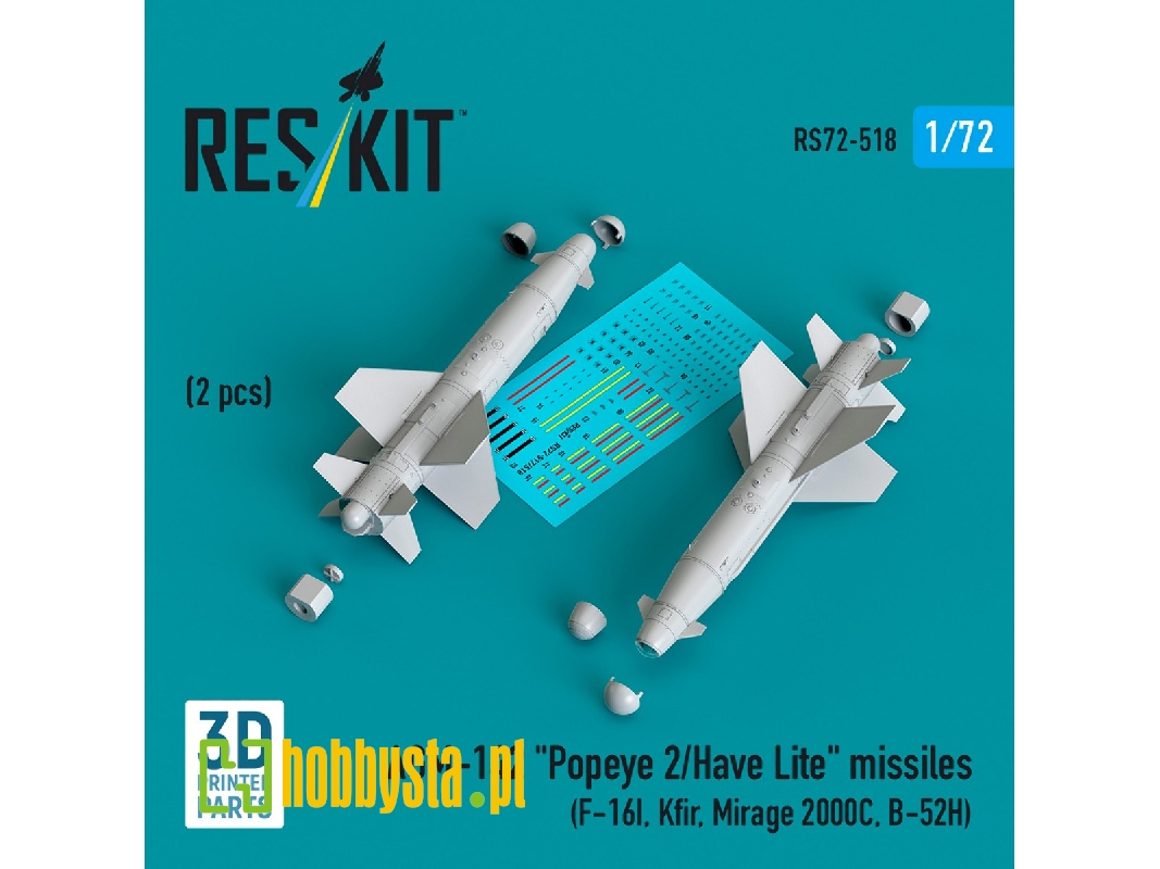 Agm-142 'popeye 2/Have Lite' Missiles (2pcs) (F-16i, Kfir, Mirage 2000c, B-52h) (3d Printed) - zdjęcie 1 Agm-142 'popeye 2/Have Lite' Missiles (2pcs) (F-16i, Kfir, Mirage 2000c, B-52h) (3d Printed) - zdjęcie 1
