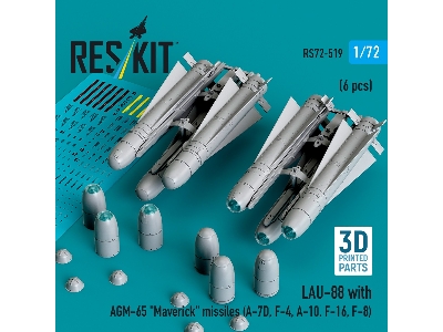 Lau-88 With (2pcs) Agm-65 'maverick' Missiles (6pcs) (A-7d, F-4, A-10, F-16) (3d Printed) - zdjęcie 1