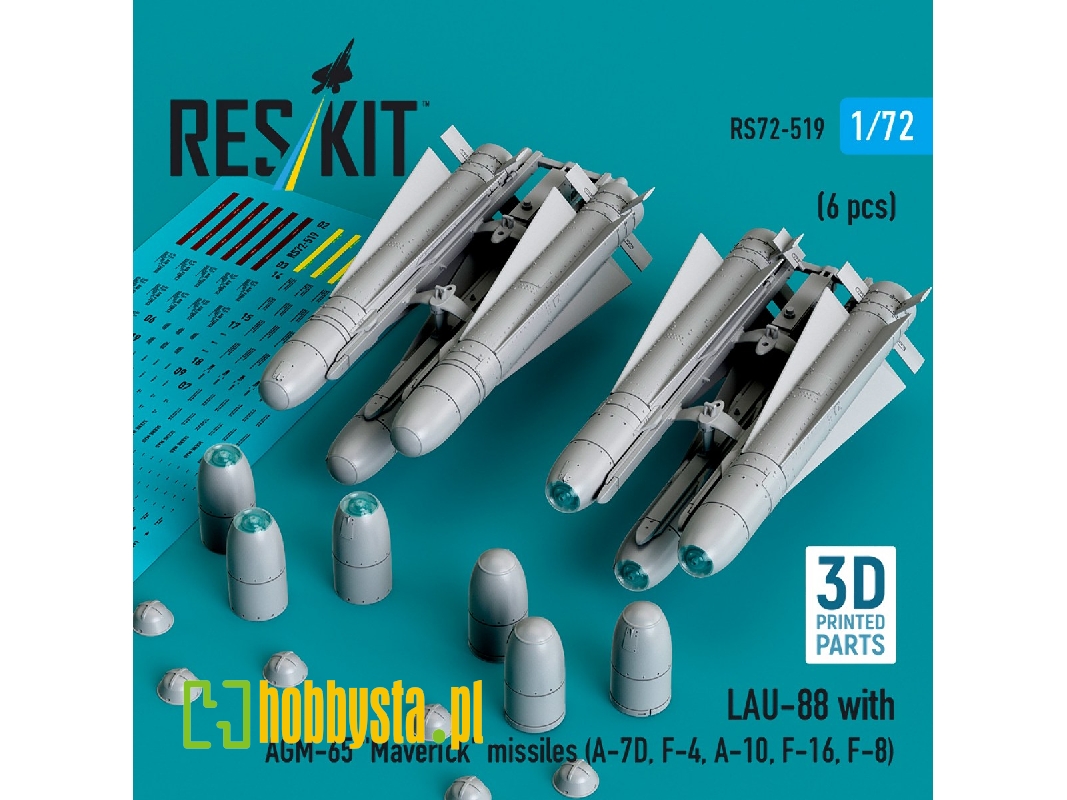 Lau-88 With (2pcs) Agm-65 'maverick' Missiles (6pcs) (A-7d, F-4, A-10, F-16) (3d Printed) - zdjęcie 1 Lau-88 With (2pcs) Agm-65 'maverick' Missiles (6pcs) (A-7d, F-4, A-10, F-16) (3d Printed) - zdjęcie 1