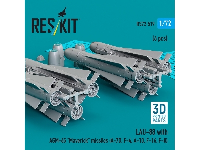Lau-88 With (2pcs) Agm-65 'maverick' Missiles (6pcs) (A-7d, F-4, A-10, F-16) (3d Printed) - zdjęcie 2