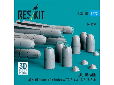 Lau-88 With (2pcs) Agm-65 'maverick' Missiles (6pcs) (A-7d, F-4, A-10, F-16) (3d Printed) - zdjęcie 3