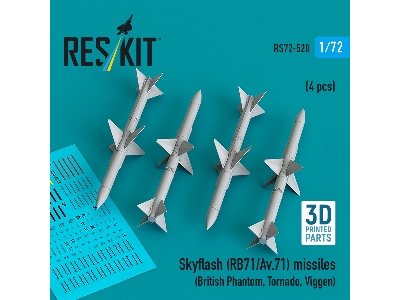 Skyflash (Rb71/Av.71) Missiles (4pcs) (British Phantom, Tornado, Viggen) (3d Printed) - zdjęcie 1