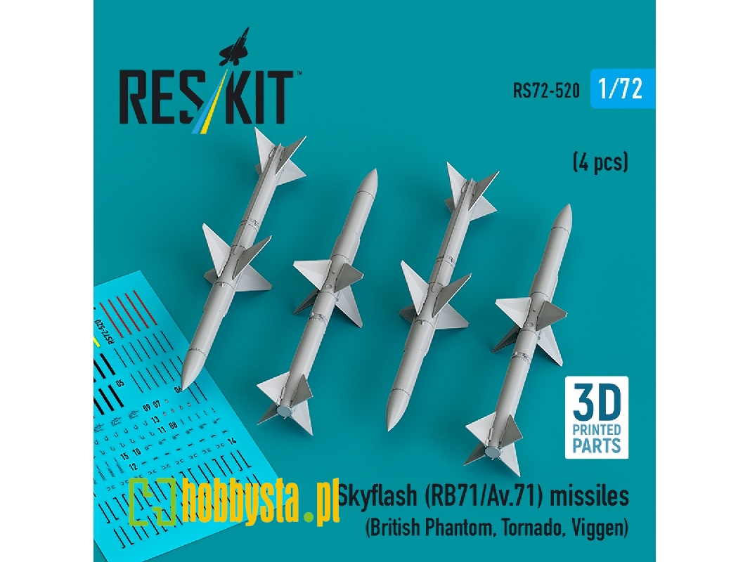 Skyflash (Rb71/Av.71) Missiles (4pcs) (British Phantom, Tornado, Viggen) (3d Printed) - zdjęcie 1 Skyflash (Rb71/Av.71) Missiles (4pcs) (British Phantom, Tornado, Viggen) (3d Printed) - zdjęcie 1