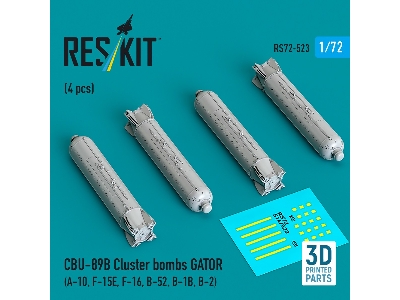 Cbu-89b Cluster Bombs Gator (4pcs) (A-10, F-15e, F-16, B-52, B-1b, B-2) (3d Printed) - zdjęcie 2