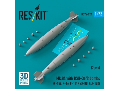 Mk.84 With Bsu-36/B Bombs (2pcs) (F-15e, F-16, F-111f, Av-8b, F/A-18d) (3d Printed) - zdjęcie 2