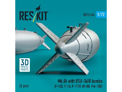Mk.84 With Bsu-36/B Bombs (2pcs) (F-15e, F-16, F-111f, Av-8b, F/A-18d) (3d Printed) - zdjęcie 3