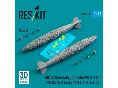 Mk.84 Thermally Protected/Blu-117 With Bsu-36/B Bombs (2pcs) (Av-8b, F-14, F/A-18) (3d Printed) - zdjęcie 2