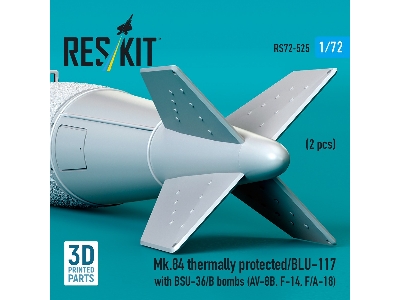 Mk.84 Thermally Protected/Blu-117 With Bsu-36/B Bombs (2pcs) (Av-8b, F-14, F/A-18) (3d Printed) - zdjęcie 3