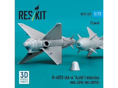 R-40td (Aa-6 'acrid') Missiles (2pcs) (Mig-25pd, Mig-25pds) (3d Printed) - zdjęcie 1
