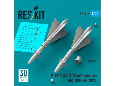 R-40td (Aa-6 'acrid') Missiles (2pcs) (Mig-25pd, Mig-25pds) (3d Printed) - zdjęcie 2