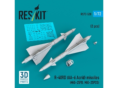R-40rd (Aa-6 'acrid') Missiles (2pcs) (Mig-25pd, Mig-25pds) (3d Printed) - zdjęcie 1