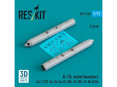 B-13l Rocket Launchers (2pcs) (Su-17/22, Su-24, Su-25 ,mig-23, Mig-29, Mi-8/24) (3d Printed) - zdjęcie 1