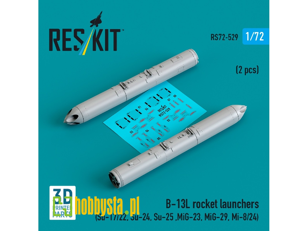 B-13l Rocket Launchers (2pcs) (Su-17/22, Su-24, Su-25 ,mig-23, Mig-29, Mi-8/24) (3d Printed) - zdjęcie 1 B-13l Rocket Launchers (2pcs) (Su-17/22, Su-24, Su-25 ,mig-23, Mig-29, Mi-8/24) (3d Printed) - zdjęcie 1
