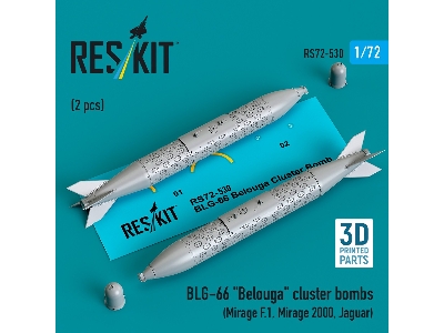 Blg-66 'belouga' Cluster Bombs (2pcs) (Mirage F.1, Mirage 2000, Jaguar) (3d Printed) - zdjęcie 1