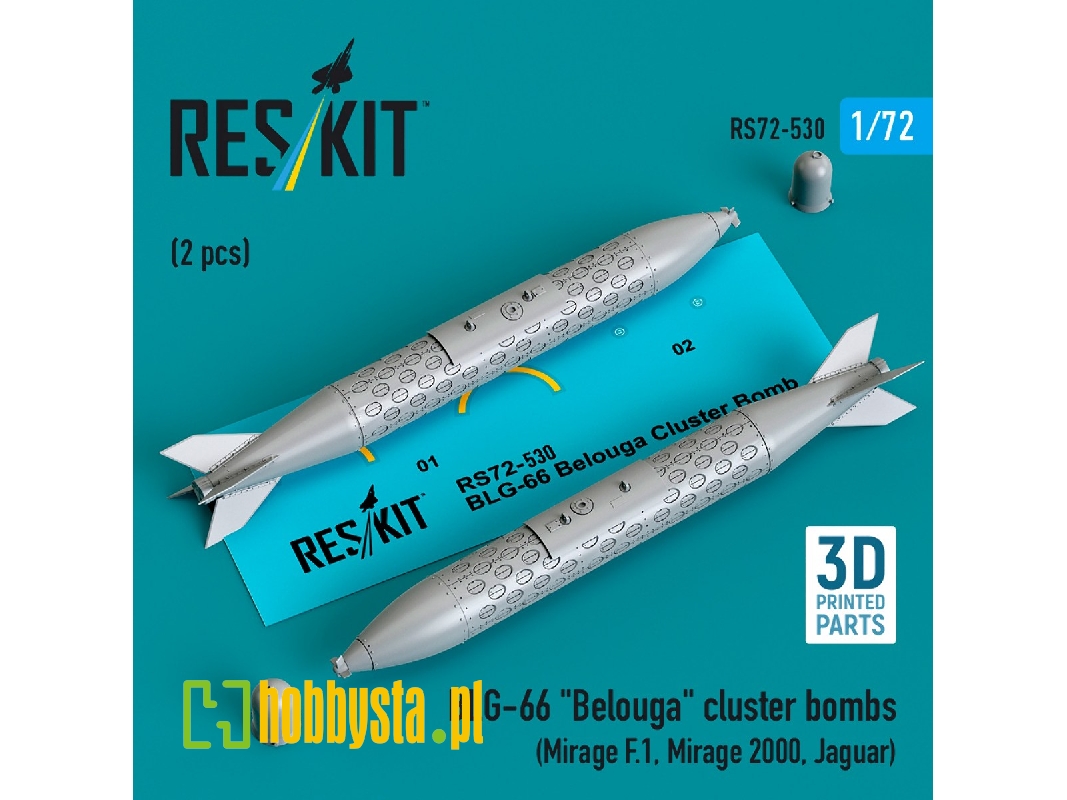 Blg-66 'belouga' Cluster Bombs (2pcs) (Mirage F.1, Mirage 2000, Jaguar) (3d Printed) - zdjęcie 1 Blg-66 'belouga' Cluster Bombs (2pcs) (Mirage F.1, Mirage 2000, Jaguar) (3d Printed) - zdjęcie 1
