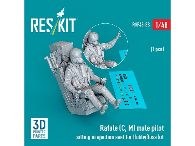 Rafale (C, M) Male Pilot Sitting In Ejection Seat For Hobbyboss Kit (1pc) (3d Printed) - zdjęcie 1