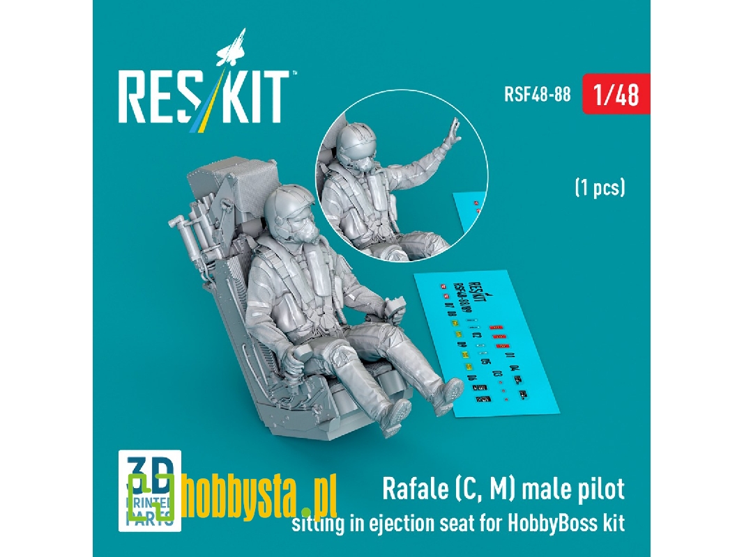 Rafale (C, M) Male Pilot Sitting In Ejection Seat For Hobbyboss Kit (1pc) (3d Printed) - zdjęcie 1 Rafale (C, M) Male Pilot Sitting In Ejection Seat For Hobbyboss Kit (1pc) (3d Printed) - zdjęcie 1