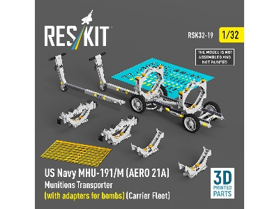 Us Navy Mhu-191/M (Aero 21a) Munitions Transporter (With Adapters For Bombs) (Carrier Fleet) (3d Printed Model Kit) - zdjęcie 1