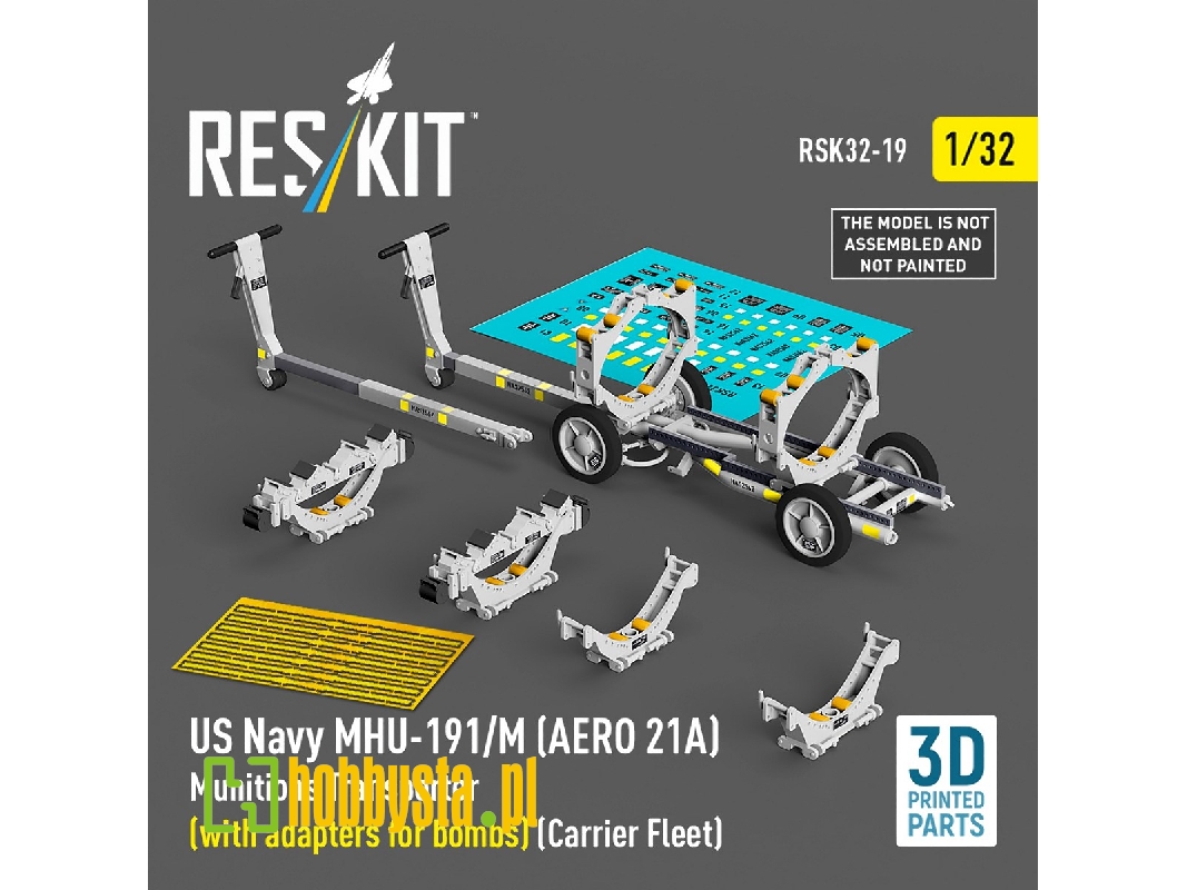 Us Navy Mhu-191/M (Aero 21a) Munitions Transporter (With Adapters For Bombs) (Carrier Fleet) (3d Printed Model Kit) - zdjęcie 1 Us Navy Mhu-191/M (Aero 21a) Munitions Transporter (With Adapters For Bombs) (Carrier Fleet) (3d Printed Model Kit) - zdjęcie 1