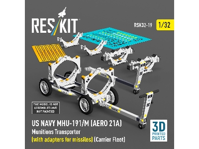 Us Navy Mhu-191/M (Aero 21a) Munitions Transporter (With Adapters For Bombs) (Carrier Fleet) (3d Printed Model Kit) - zdjęcie 2