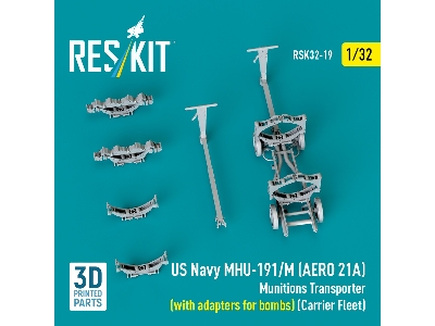 Us Navy Mhu-191/M (Aero 21a) Munitions Transporter (With Adapters For Bombs) (Carrier Fleet) (3d Printed Model Kit) - zdjęcie 3