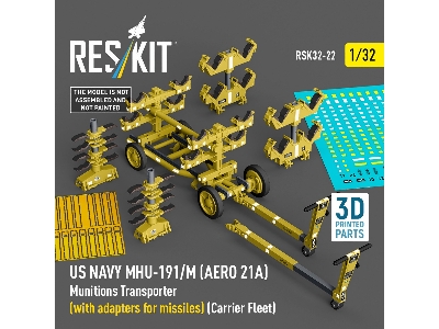 Us Navy Mhu-191/M (Aero 21a) Munitions Transporter (With Adapters For Missiles) (Carrier Fleet) (3d Printed Model Kit) - zdjęci