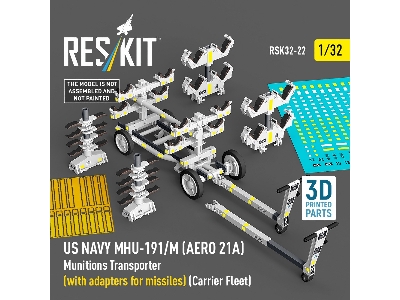 Us Navy Mhu-191/M (Aero 21a) Munitions Transporter (With Adapters For Missiles) (Carrier Fleet) (3d Printed Model Kit) - zdjęci