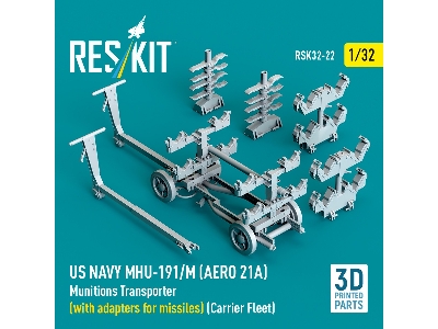 Us Navy Mhu-191/M (Aero 21a) Munitions Transporter (With Adapters For Missiles) (Carrier Fleet) (3d Printed Model Kit) - zdjęci
