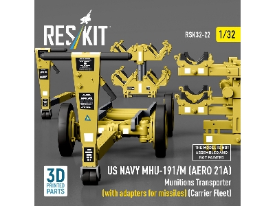 Us Navy Mhu-191/M (Aero 21a) Munitions Transporter (With Adapters For Missiles) (Carrier Fleet) (3d Printed Model Kit) - zdjęci