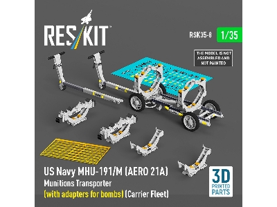 Us Navy Mhu-191/M (Aero 21a) Munitions Transporter (With Adapters For Bombs) (Carrier Fleet) (3d Printed Model Kit) - zdjęcie 1