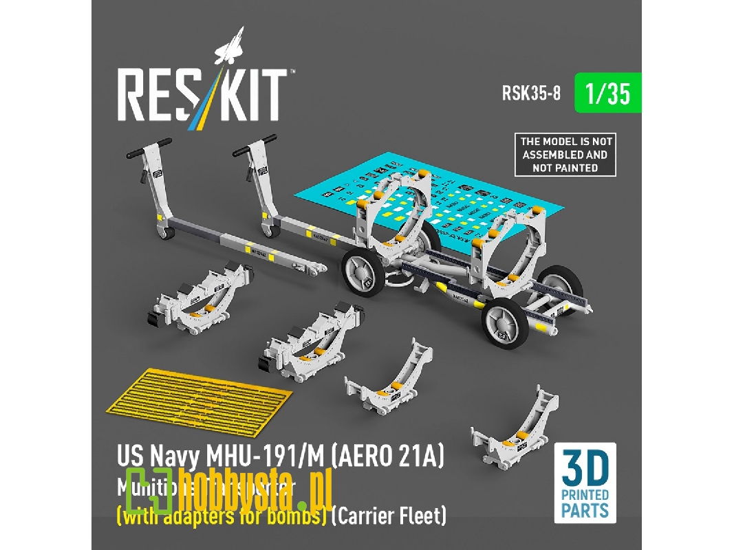 Us Navy Mhu-191/M (Aero 21a) Munitions Transporter (With Adapters For Bombs) (Carrier Fleet) (3d Printed Model Kit) - zdjęcie 1 Us Navy Mhu-191/M (Aero 21a) Munitions Transporter (With Adapters For Bombs) (Carrier Fleet) (3d Printed Model Kit) - zdjęcie 1