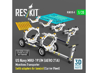 Us Navy Mhu-191/M (Aero 21a) Munitions Transporter (With Adapters For Bombs) (Carrier Fleet) (3d Printed Model Kit) - zdjęcie 2