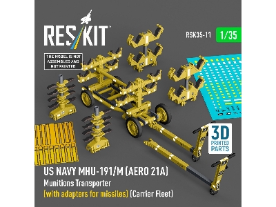 Us Navy Mhu-191/M (Aero 21a) Munitions Transporter (With Adapters For Missiles) (Carrier Fleet) (3d Printed Model Kit) - zdjęci