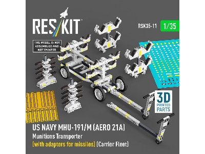 Us Navy Mhu-191/M (Aero 21a) Munitions Transporter (With Adapters For Missiles) (Carrier Fleet) (3d Printed Model Kit) - zdjęci