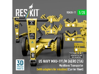Us Navy Mhu-191/M (Aero 21a) Munitions Transporter (With Adapters For Missiles) (Carrier Fleet) (3d Printed Model Kit) - zdjęci
