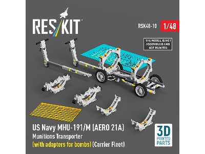 Us Navy Mhu-191/M (Aero 21a) Munitions Transporter (With Adapters For Bombs) (Carrier Fleet) (3d Printed Model Kit) - zdjęcie 1