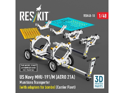 Us Navy Mhu-191/M (Aero 21a) Munitions Transporter (With Adapters For Bombs) (Carrier Fleet) (3d Printed Model Kit) - zdjęcie 2