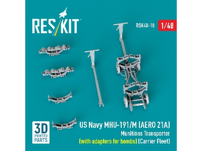 Us Navy Mhu-191/M (Aero 21a) Munitions Transporter (With Adapters For Bombs) (Carrier Fleet) (3d Printed Model Kit) - zdjęcie 3