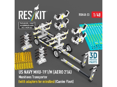Us Navy Mhu-191/M (Aero 21a) Munitions Transporter (With Adapters For Missiles) (Carrier Fleet) (3d Printed Model Kit) - zdjęci