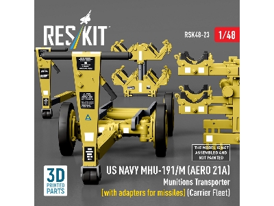 Us Navy Mhu-191/M (Aero 21a) Munitions Transporter (With Adapters For Missiles) (Carrier Fleet) (3d Printed Model Kit) - zdjęci