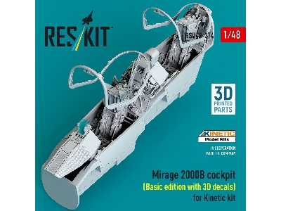Mirage 2000b Cockpit (Basic Edition With 3d Decals) For Kinetic Kit (3d Printed) - zdjęcie 1