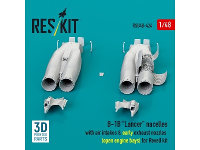 B-1b 'lancer' Nacelles With Air Intakes & Early Exhaust Nozzles (Open Engine Bay) For Revell Kit (3d Printed) - zdjęcie 1