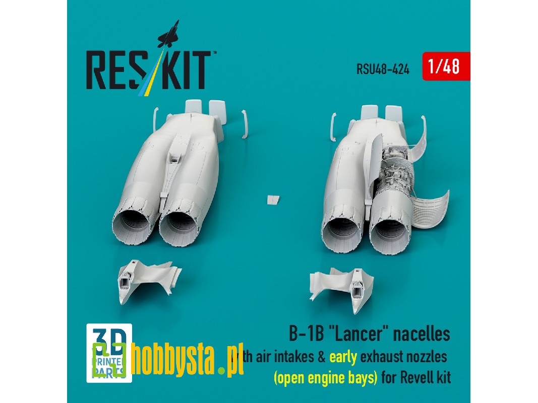 B-1b 'lancer' Nacelles With Air Intakes & Early Exhaust Nozzles (Open Engine Bay) For Revell Kit (3d Printed) - zdjęcie 1 B-1b 'lancer' Nacelles With Air Intakes & Early Exhaust Nozzles (Open Engine Bay) For Revell Kit (3d Printed) - zdjęcie 1