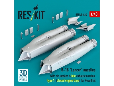 B-1b 'lancer' Nacelles With Air Intakes & Late Exhaust Nozzles (Type 1) (Closed Engine Bays) For Revell Kit (3d Printed) - zdję