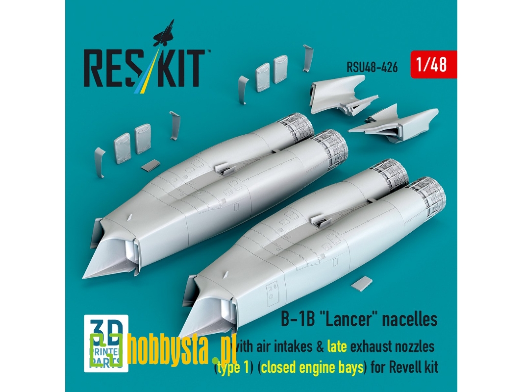 B-1b 'lancer' Nacelles With Air Intakes & Late Exhaust Nozzles (Type 1) (Closed Engine Bays) For Revell Kit (3d Printed) - zdję B-1b 'lancer' Nacelles With Air Intakes & Late Exhaust Nozzles (Type 1) (Closed Engine Bays) For Revell Kit (3d Printed) - zdję