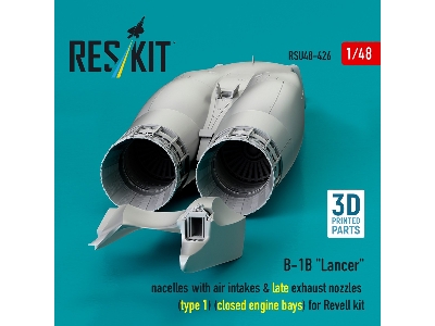 B-1b 'lancer' Nacelles With Air Intakes & Late Exhaust Nozzles (Type 1) (Closed Engine Bays) For Revell Kit (3d Printed) - zdję